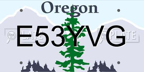 E53YVG Oregon License Plate