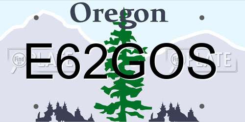 E62GOS Oregon License Plate