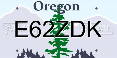 E62ZDK Oregon License Plate