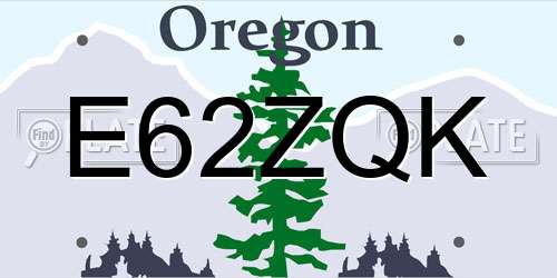 E62ZQK Oregon License Plate