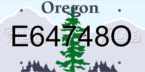 E64748O Oregon License Plate