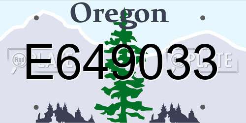 E649033 Oregon License Plate