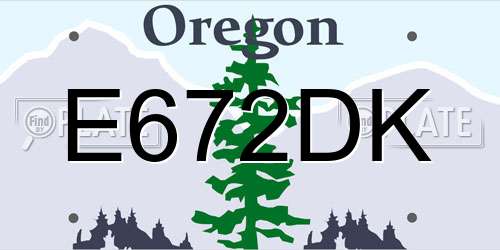 E672DK Oregon License Plate