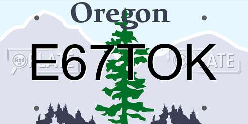 E67TOK Oregon License Plate