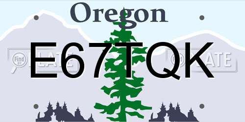 E67TQK Oregon License Plate