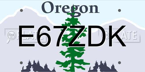 E67ZDK Oregon License Plate