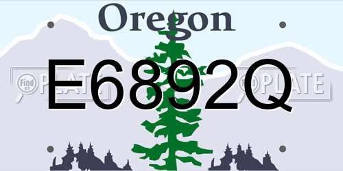 E6892Q Oregon License Plate