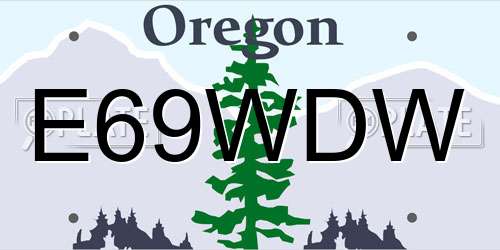 E69WDW Oregon License Plate