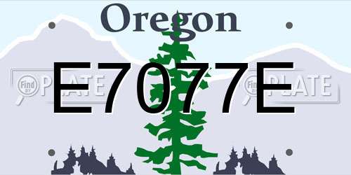 E7077E Oregon License Plate