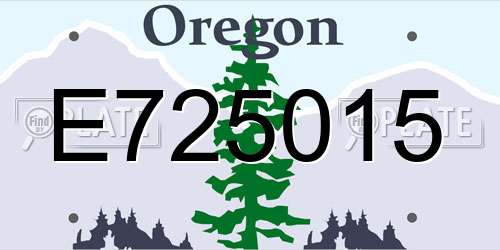 E725015 Oregon License Plate