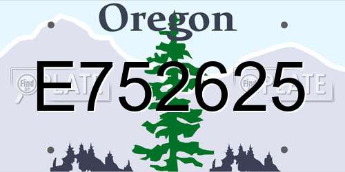 E752625 Oregon License Plate