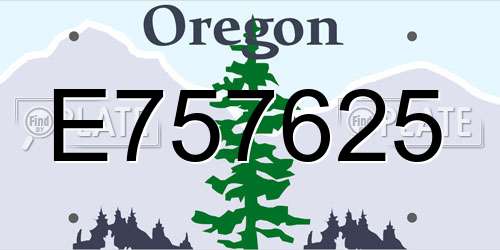 E757625 Oregon License Plate