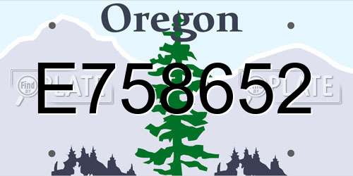 E758652 Oregon License Plate