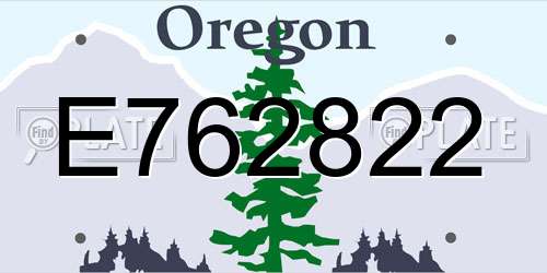 E762822 Oregon License Plate