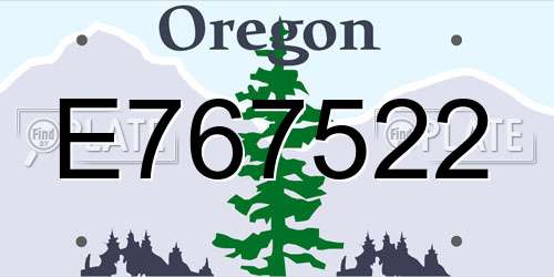 E767522 Oregon License Plate
