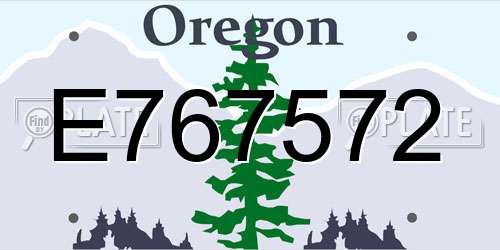E767572 Oregon License Plate