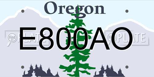 E800AO Oregon License Plate