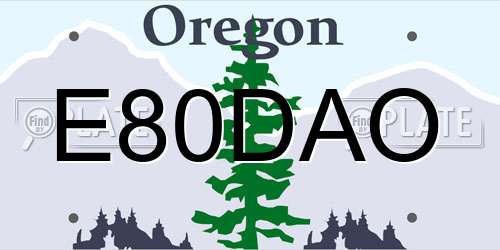 E80DAO Oregon License Plate