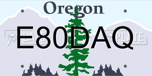 E80DAQ Oregon License Plate