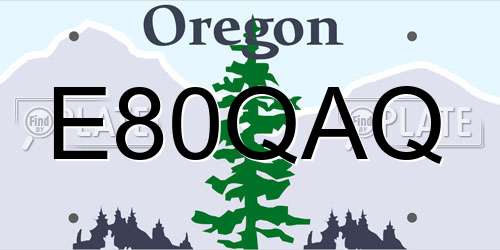E80QAQ Oregon License Plate
