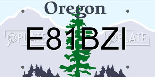 E81BZI Oregon License Plate