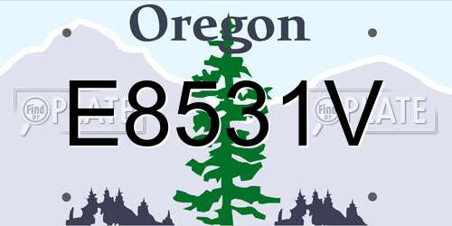 E8531V Oregon License Plate