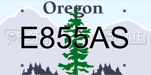 E855AS Oregon License Plate