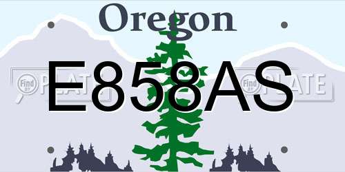 E858AS Oregon License Plate