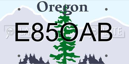 E85OAB Oregon License Plate