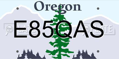 E85QAS Oregon License Plate