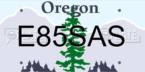 E85SAS Oregon License Plate