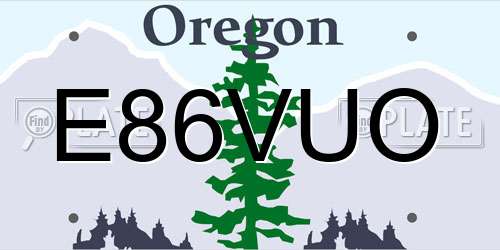 E86VUO Oregon License Plate