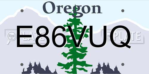 E86VUQ Oregon License Plate