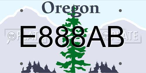 E888AB Oregon License Plate