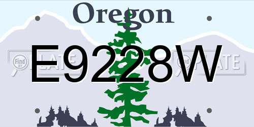 E9228W Oregon License Plate