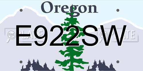 E922SW Oregon License Plate