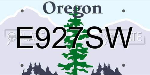 E927SW Oregon License Plate