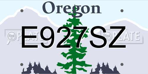 E927SZ Oregon License Plate