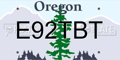 E92TBT Oregon License Plate