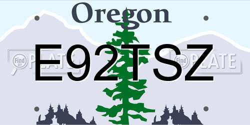 E92TSZ Oregon License Plate
