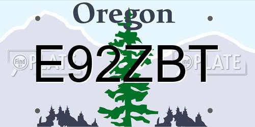 E92ZBT Oregon License Plate