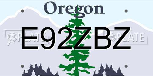 E92ZBZ Oregon License Plate