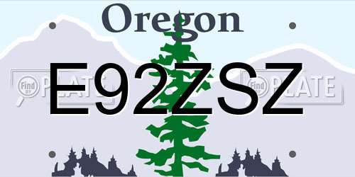 E92ZSZ Oregon License Plate