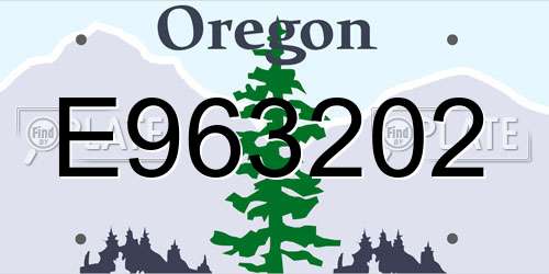 E963202 Oregon License Plate