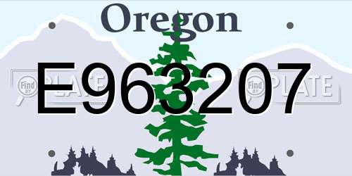E963207 Oregon License Plate