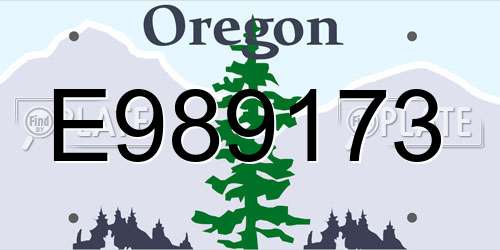 E989173 Oregon License Plate