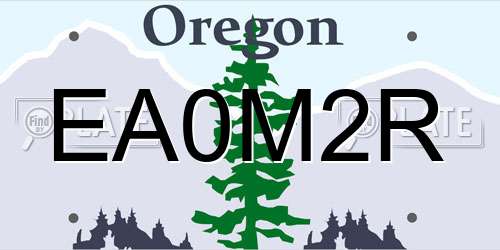 EA0M2R Oregon License Plate