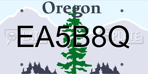 EA5B8Q Oregon License Plate