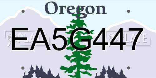 EA5G447 Oregon License Plate