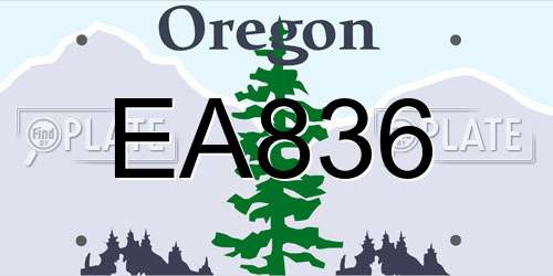 EA836 Oregon License Plate